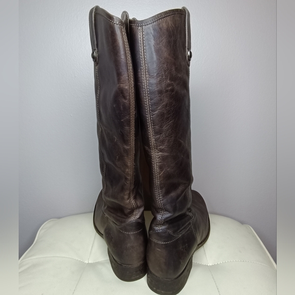 Frye Melissa Brown Leather Pull-on Knee High Cowboy Boots Size 8.5 B - Picture 14 of 14